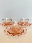 Anchor Hocking Pink Depression Glass  Old Colony Lace Edge Cups & Saucers - 3