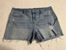 Old Navy Women  s 12 Denim Shorts Blue Distressed Hem-Super Cute 