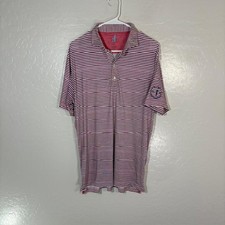 Johnnie-O Featherweight Polo Shirt Mens Medium Stripe Golf Performance Stretch