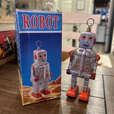 Vintage Tin Wind Up Robot Toy In Original Box For Ages 8-11, 12-16, 17  Up