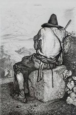 DECAMPS A.-L. - Pigkeeper. Original etching from 1843.