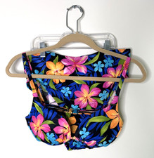 Vintage 80s Bikini 2 Piece Swim Suit Hawaiian Floral Underwire High Cut Medium