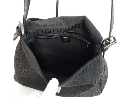 FENDI Zucca Mamma Baguette Shoulder Hand Bag Canvas Leather Black - Picture 14 of 18