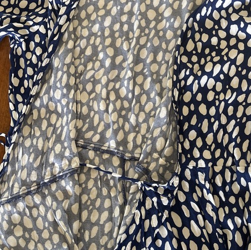 Vestido Reformation Midi True Wrap Azul Blanco Estampado 3XL Plus Corbata Smocking Bueno - Imagen 7 de 17