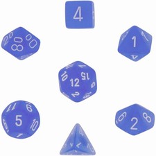 Chessex Dice: Polyhedral 7-Die Frosted Dice Set - Blue With White [Parallel Impo