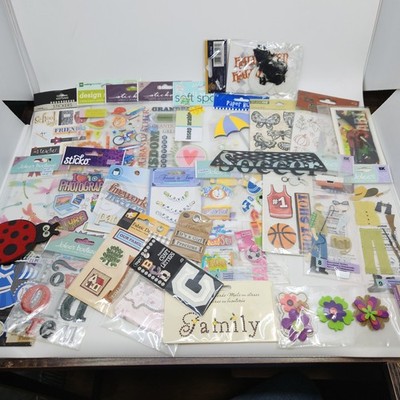 Lot Of Assorted Scrapbook Crafts Embellishments Stickers Family School Sports
