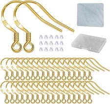 Earring Hooks - 120 PCS/60 Pairs Gold Plated Copper Hypoallergenic Ear Wires Fis