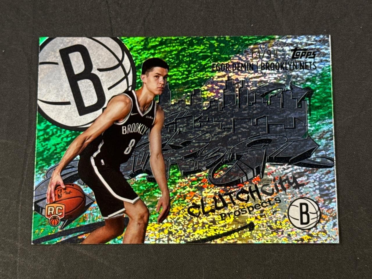 2025-26 TOPPS BASKETBALL EGOR DEMIN ROOKIE CLUTCH CITY PROSPECTS GREEN 14/99