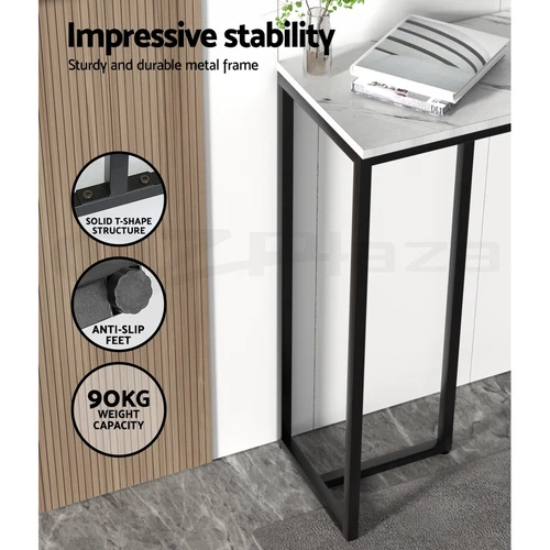 Artiss Console Table Hallway Table With Marble Effect Tabletop White Entry Table - Picture 6 of 10