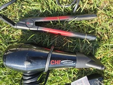 CHI Lava 1" Volcanic Lava Ceramic Straightener / Flat Iron W/ Hair Dryer Blower 