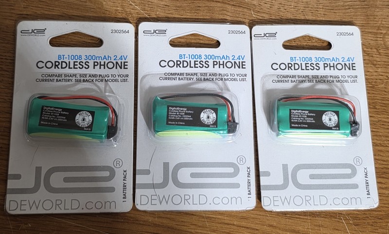 3 NEW Cordless Home Phone Batteries for Uniden  BT-1008 New Dantona, RadioShack 