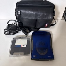 Iomega Zip 250 External Drive Blue w/ Case Cables 2 Disks Powers On