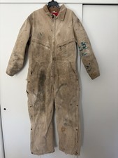 Vintage Carhartt Duck Coveralls Red Quilt Lined Distressed Stained Men's 42S USA