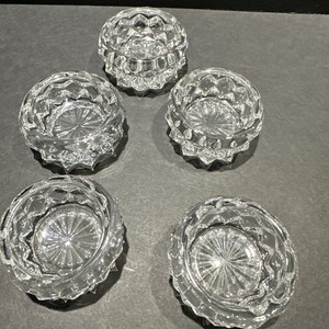 5 Vintage Fostoria American Individual Open Salt Cellars Crystal Glass 2 1/4x 1