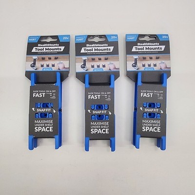 Three 4 Pks Stealthmounts Blue Tool Mounts For Hart Batteries - 12 Total Mounts
