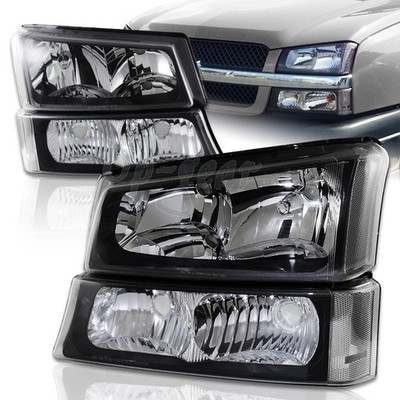 For 03-06 Chevy Silverado 1500 2500 3500 Black Housing Clear Lens Head Lights
