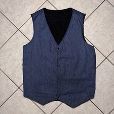 VTG Hand Made Denim And Black Sherpa Lined Western Vest Vintage