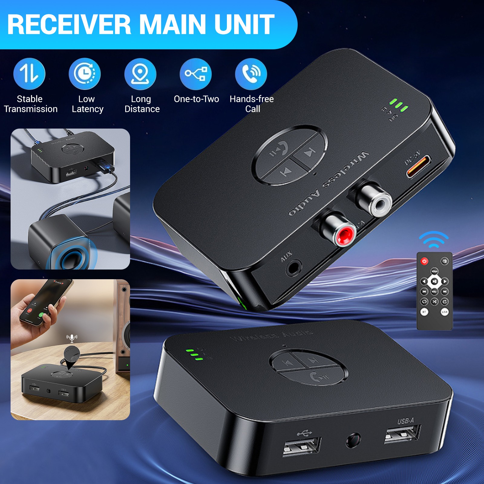 Bluetooth 6.0 Receiver Hi-Res Wireless Audio Adapter for Old Stereo / Speakers