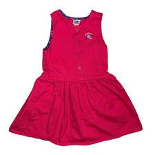 Vintage OshKosh Bgosh Girls Pink Cotton Button Front Floral Dress Made in USA 6X