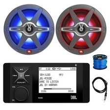 JBL R3500 Marine AM/FM Radio BT Receiver, 2x 8" 450W LED Speakers, Antenna, Wire