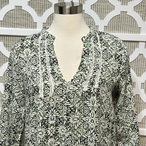 ZARA Blumen Boho Tunika Kleid Damen M grün Lagenlook Rüschen Cottagecore Bauern - Bild 4 von 13