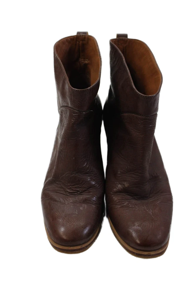 Botines Rachel Comey Mujer Sin Cordones Tacón Bloque Punta Redonda Cuero Marrón Talla 6.5 Foto 2 de 4