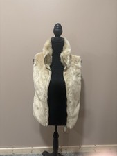 Guess Faux Fur Vest Sesame With Gold Emblems Size Small
