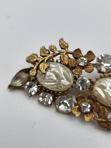 Broche prendedor vintage de diamantes de imitación de perlas con manchas - Imagen 4 de 12