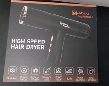 Nicebay By Whall Ionic Professional Hair Dryer with Diffuser, 3 Attachments