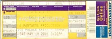ERIC CLAPTON CONCERT TICKET, ICE PALACE ARENA, MAY 19 2001