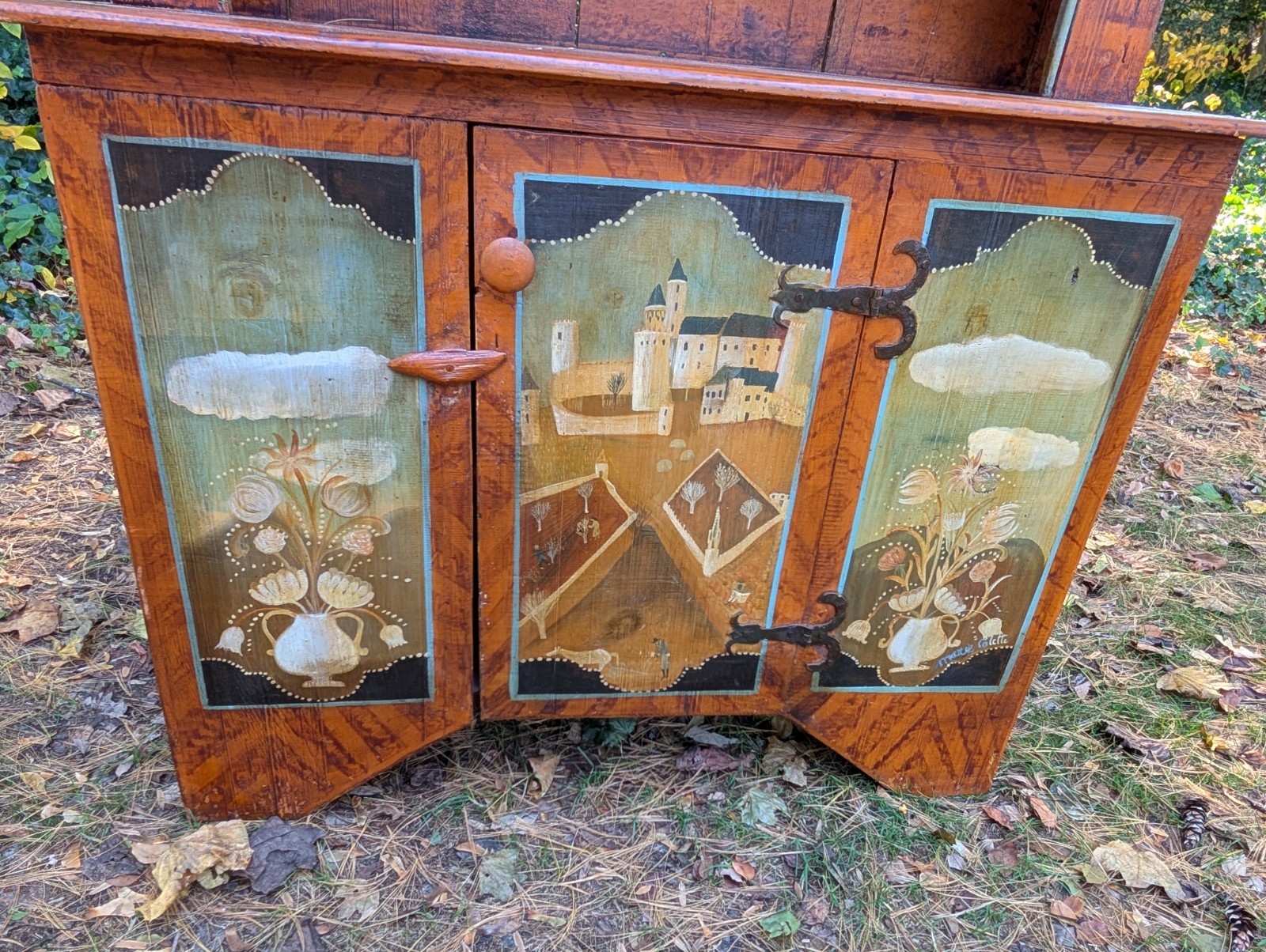 Antique Style  Painted Hutch Marie Colette Charming Primitive Faux Finish