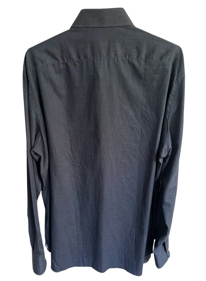 Camisa de vestir Isaia de algodón egipcio-171/2 cuello/44 pecho-hecha a mano en Nápoles, Italia Foto 3 de 4