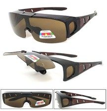 Flip Up Fit Over Polarized Sunglasses UV400 Brown Lens Over Glasses