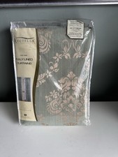 Stunning Extra Long Sea Green/Gold Jacquard Fully Lined Pencil Pleat Curtains