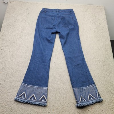 Sheryl Crow Flare Jeans Women 4 Blue Denim Stretch Zig-Zag