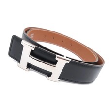 HERMES Constance H Reversible Leather Belt Size 76 "  Z" Stamp Black Authentic