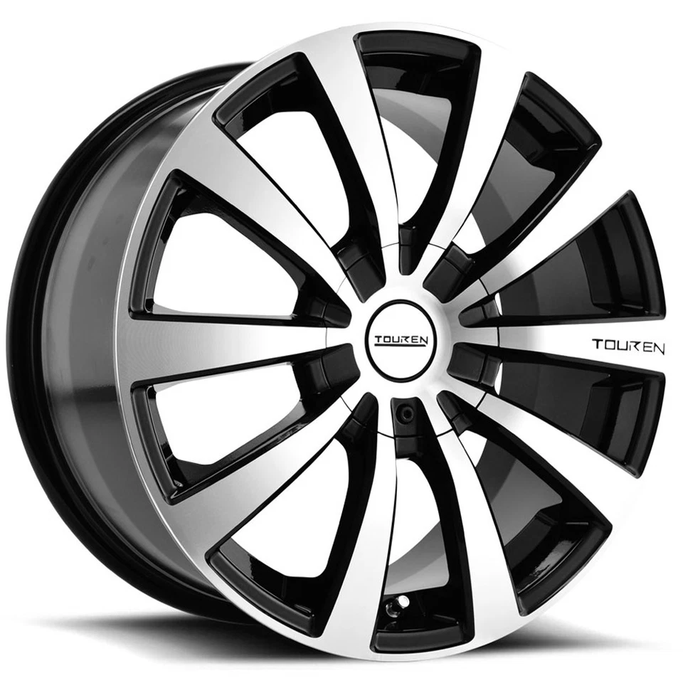 (Set-4) Touren TR3 18x8 5x4.5"/5x120 +20mm Black/Machined Wheels Rims 18" Inch Foto 2 de 4