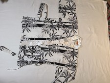 Black  White Kimono - Sushi Chef Coat - Self belted - 2 Pockets