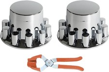 2 Rear Cylinder Hub Cap Cover Kit Semi Trucks W 33mm Screw On Lug Nut Covers