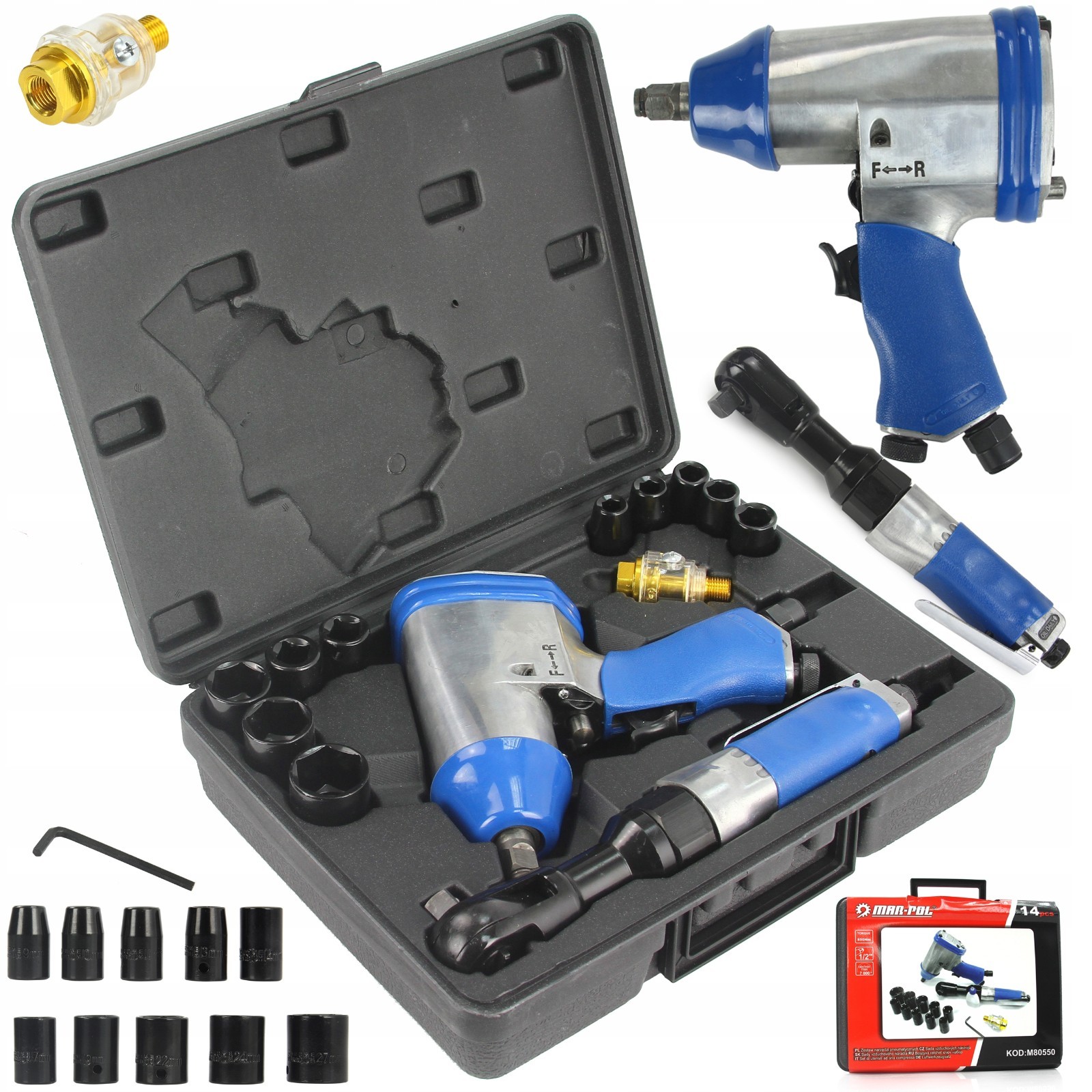 Kit clé à choc pneumatique 1/2 avec douilles pour l'atelier garage