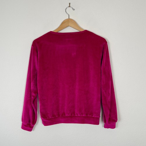 Vtg 70s VELOUR SWEATER Magenta Wine Maroon Fuchsia Soft DeWeese Design 1970s M - Picture 4 of 8