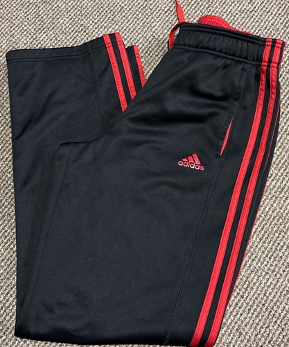 Adidas Track Pants Mens Medium Black Red Stripe Climawarm Activewear