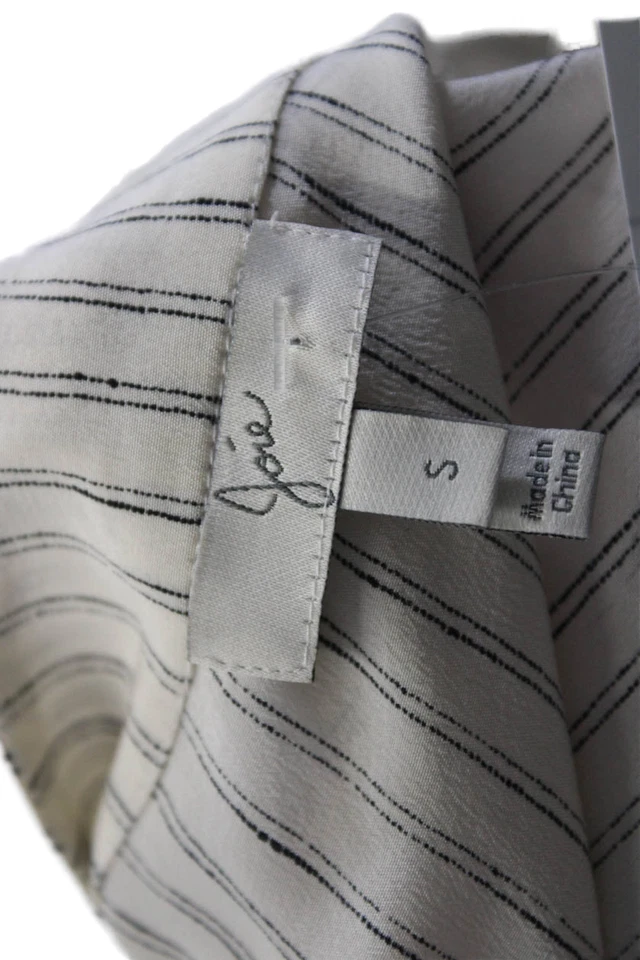 Joie Women's V-Neck Sleeveless Silk Tank Top Beige Striped Size S - Image 4 of 4