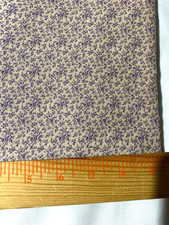 Small lavender floral on beige/cotton polyester blend fabric 1 yd 16" x 45"