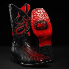 Men's VIPER Python Tribute Square Toe Cowboy Boot - Lava Red