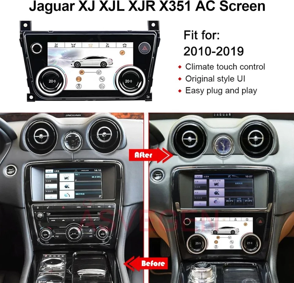 7" LCD Touch Screen Air Climate Control AC Panel for Jaguar XJ XJL XJR 2010-2019 - Image 2 of 4