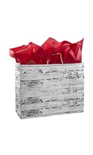 SSWBasics Large Wood Pattern Paper Shopping Bags - Case of 100