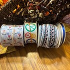 Lot Of 4 Decorative Spools Of Ribbon With Checkered Flower, Peace Sign, Western — photo 4