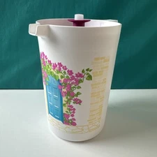 Tupperware Push Button Pitcher 2qt Pink Purple Flowers New