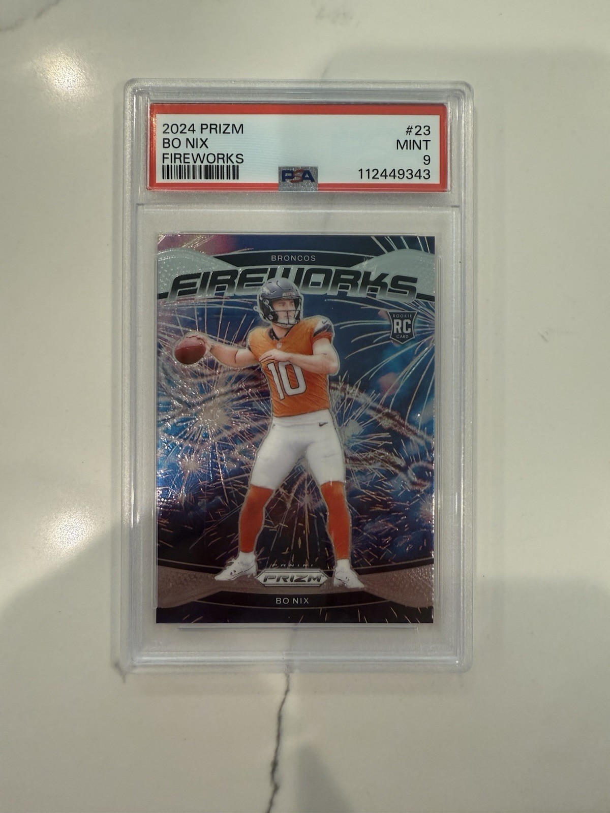 2024 Panini Prizm - Fireworks Bo Nix #23 (RC) PSA 9